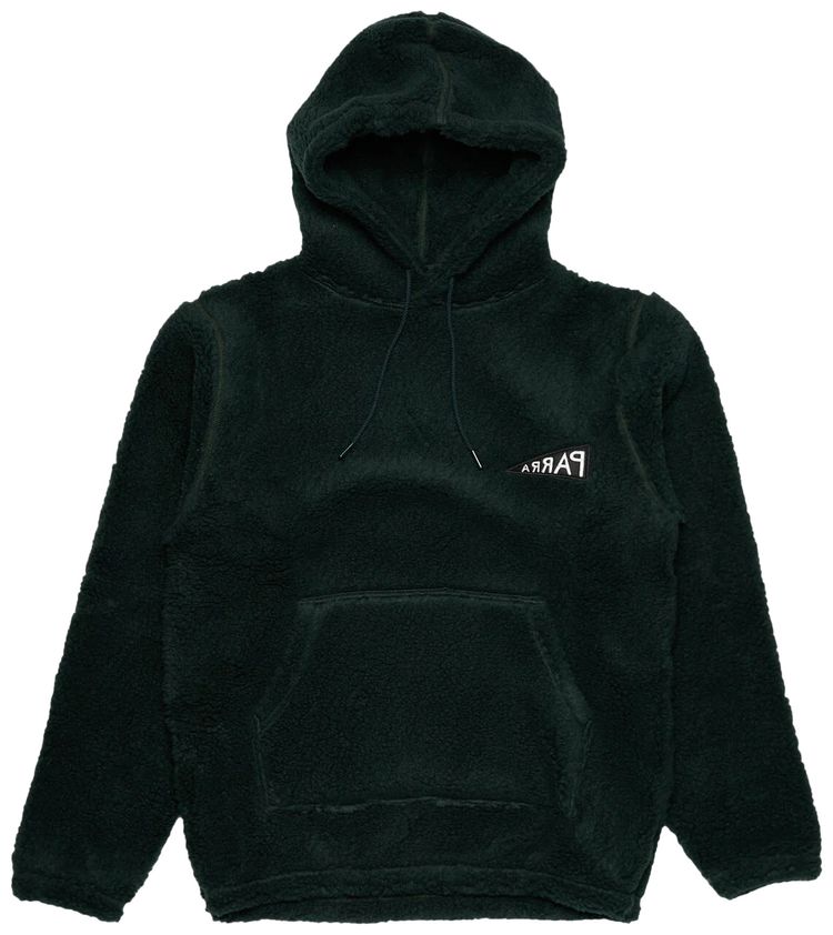 Parra Mirrored Flag Logo Polar Fleece Hooded Pullover Pine Green