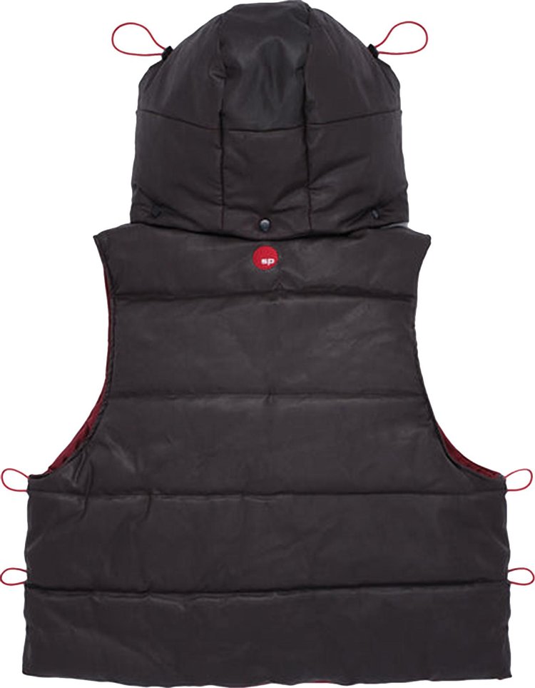 Sp5der Hooded Puffer Vest Brown