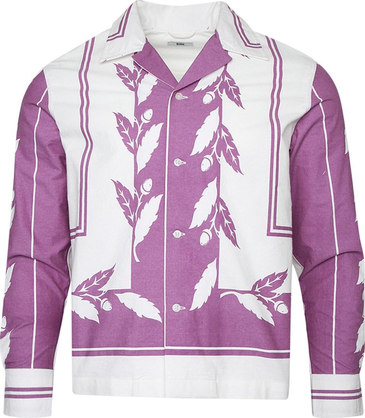 Bode Inverse Acorn Long-Sleeve Shirt 'Purple White'