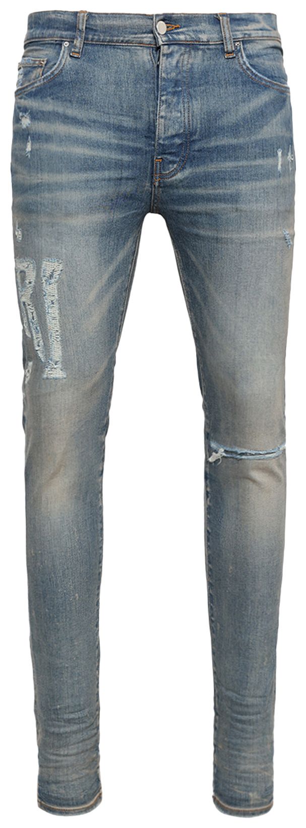 Amiri Distressed Logo Jean Clay Indigo