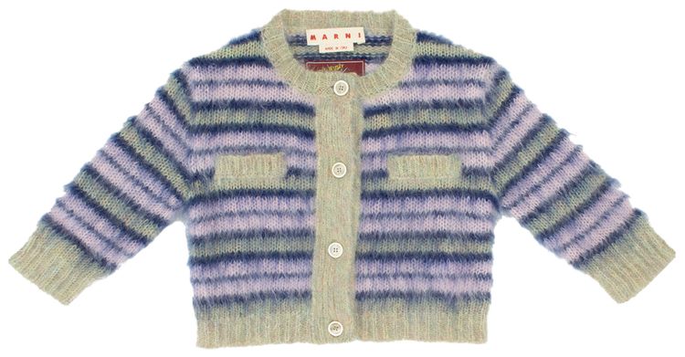 Marni Striped Cropped Cardigan Azalea