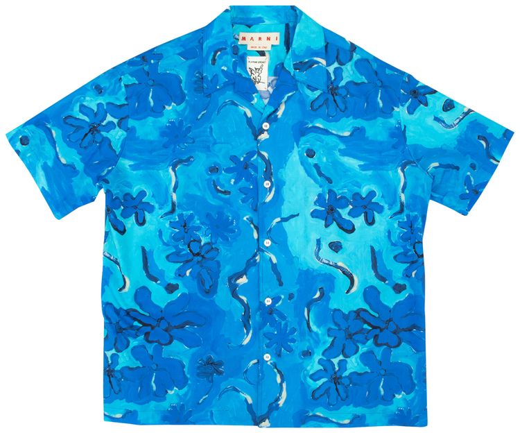 Marni Short Sleeve Bowling Shirt Azure