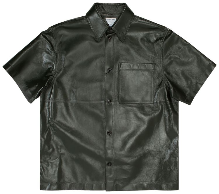 Bottega Veneta Leather Shirt Dark Green