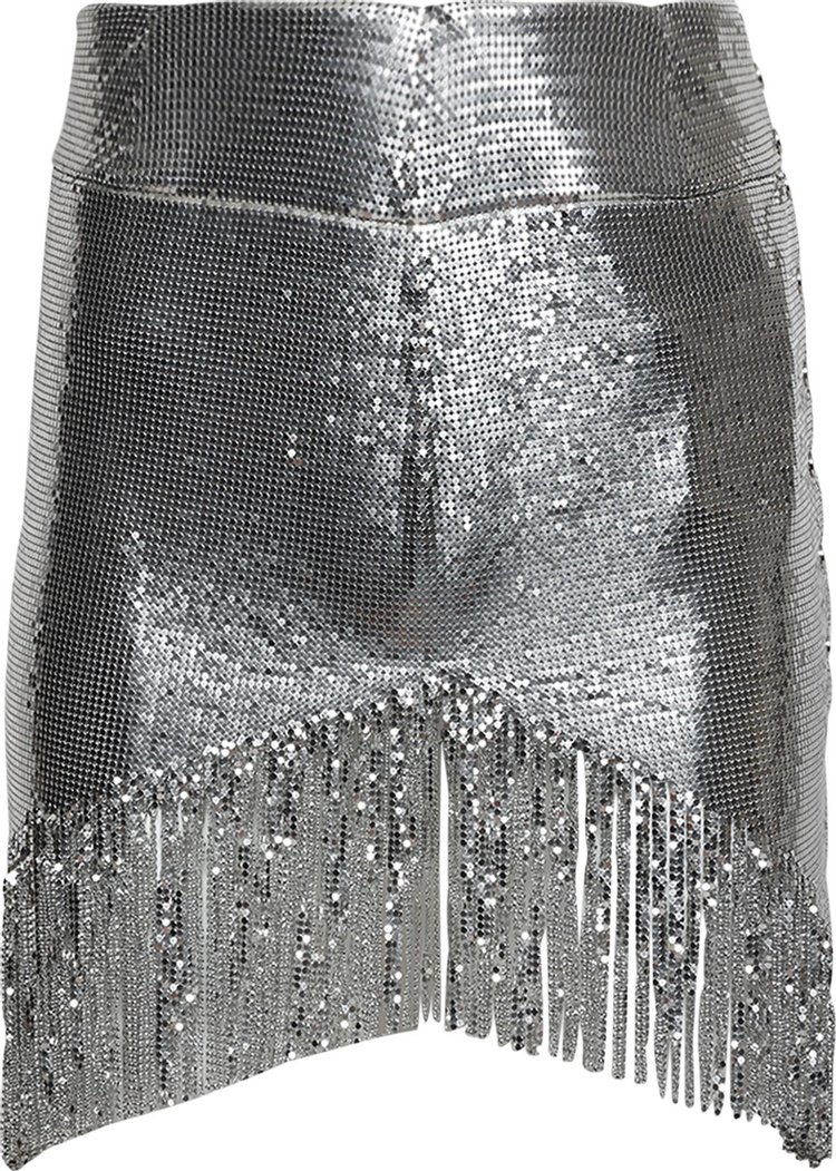Paco Rabanne Mesh Fringe Mini Skirt 'Silver'