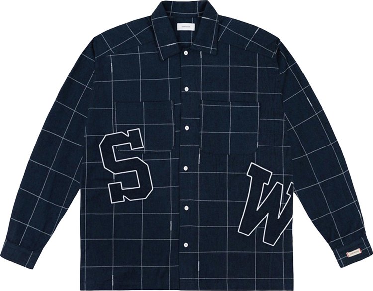 Saintwoods Contrast Stitch Flannel 'Navy'