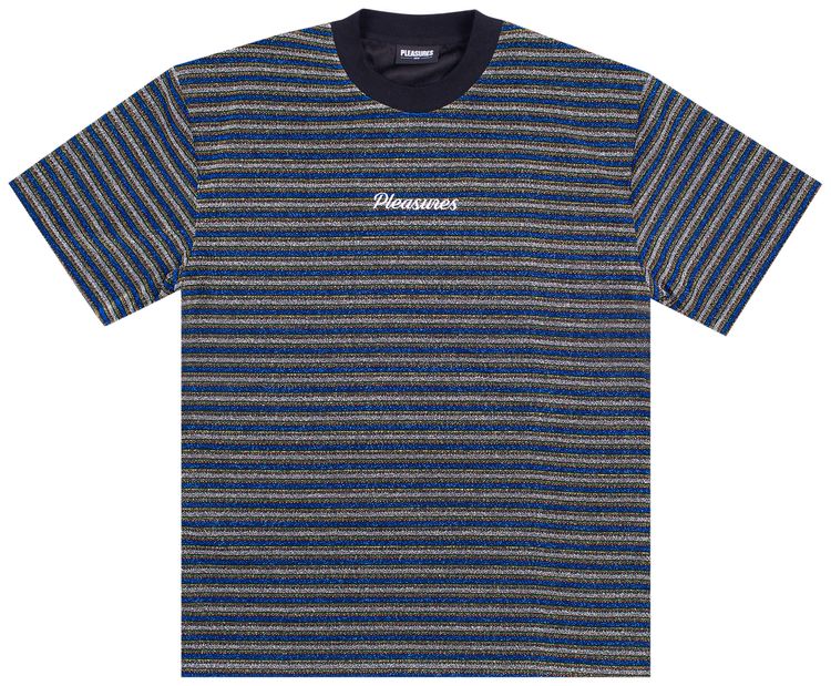 Pleasures Disturbed Glitter Stripe Shirt Blue