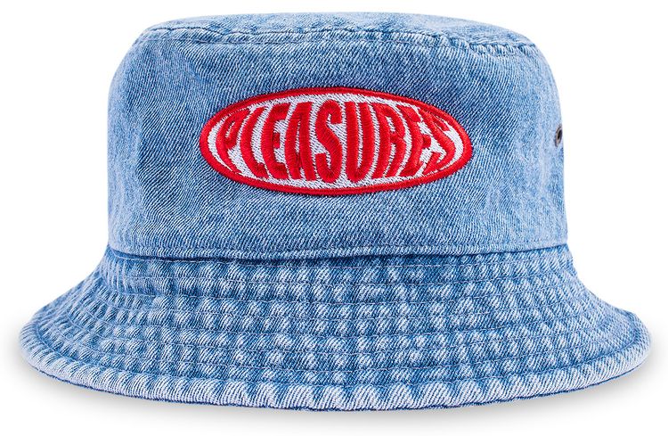 Pleasures Bubble Logo Bucket Hat Washed Denim