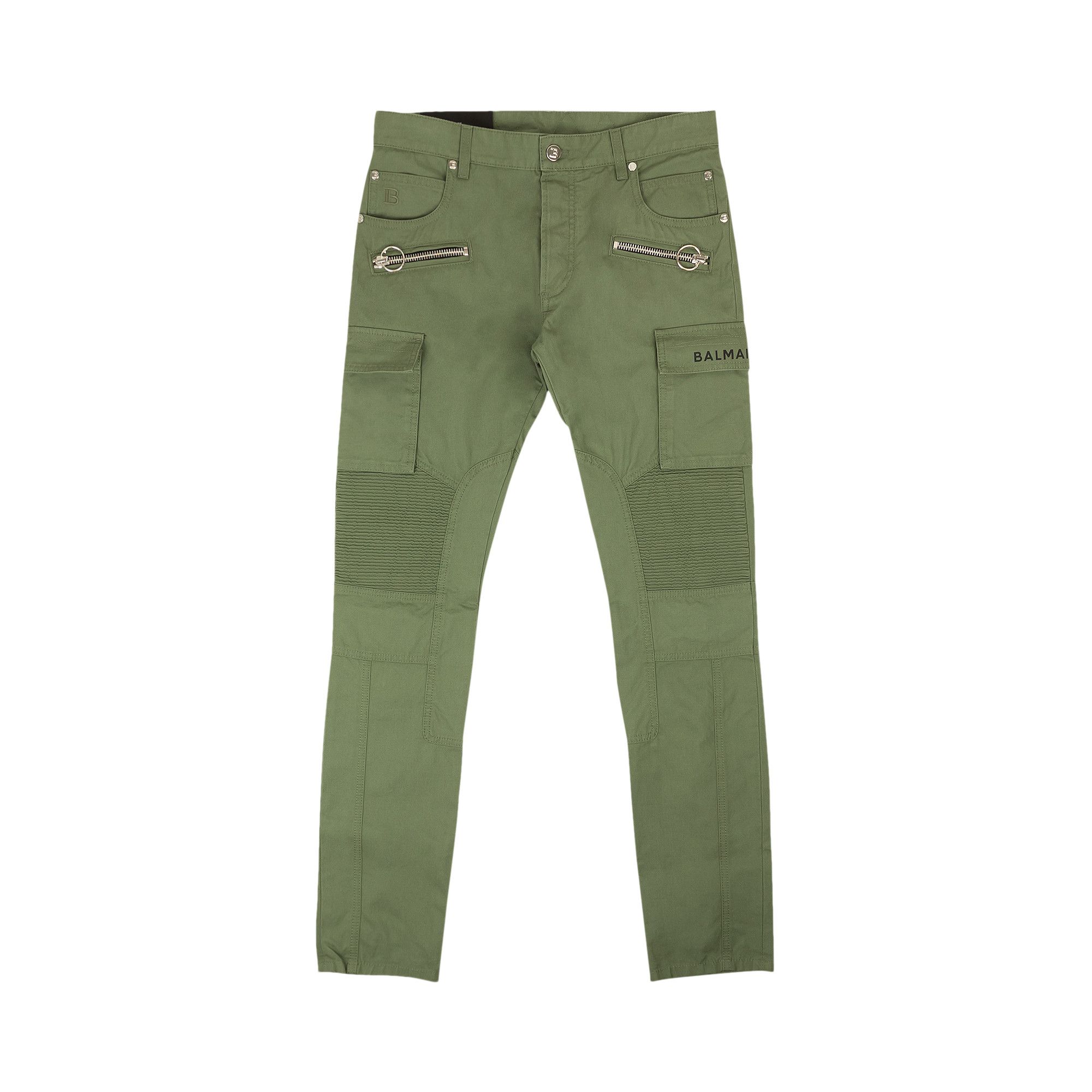 Balmain Slim Cut Ridged Cargo Jeans Khaki