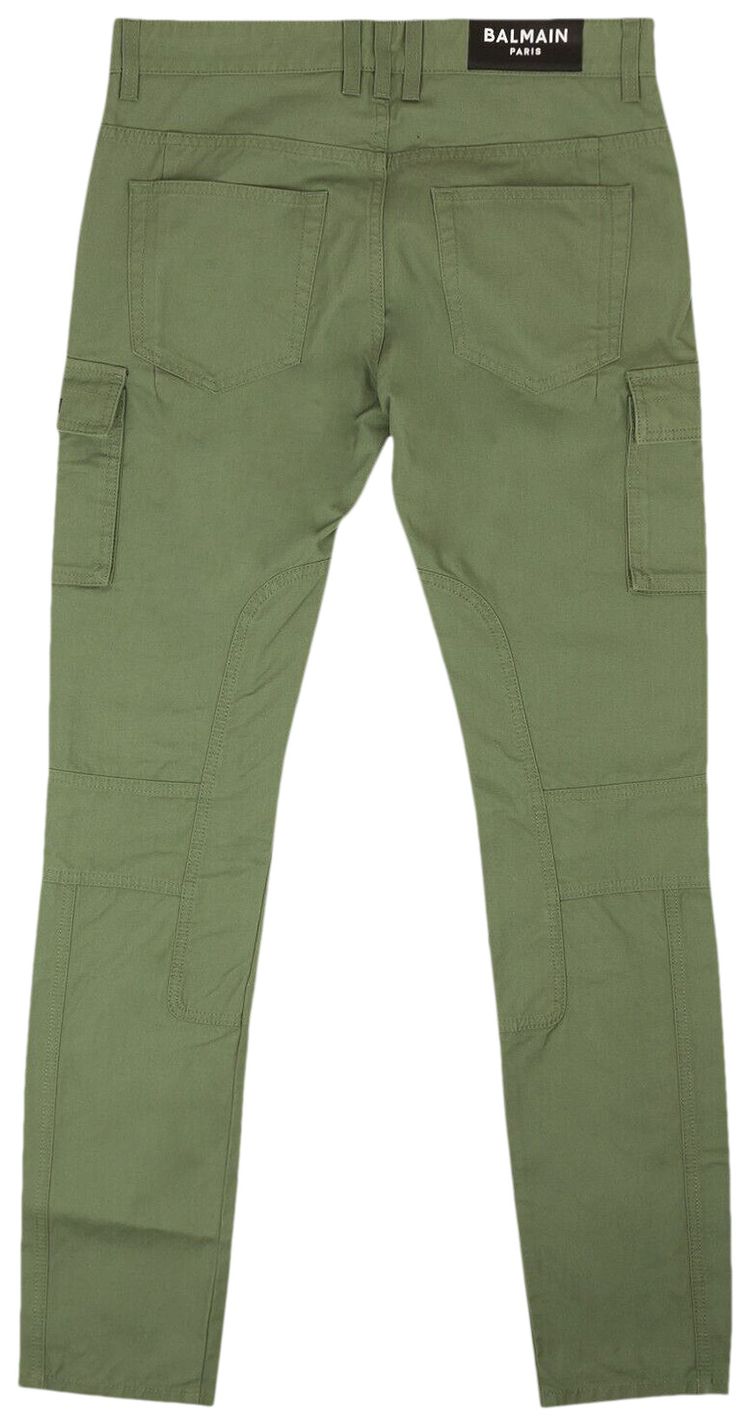 Balmain Slim Cut Ridged Cargo Jeans Khaki