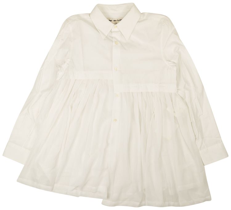 Comme des Garçons Pleated Button Down Shirt 'White'