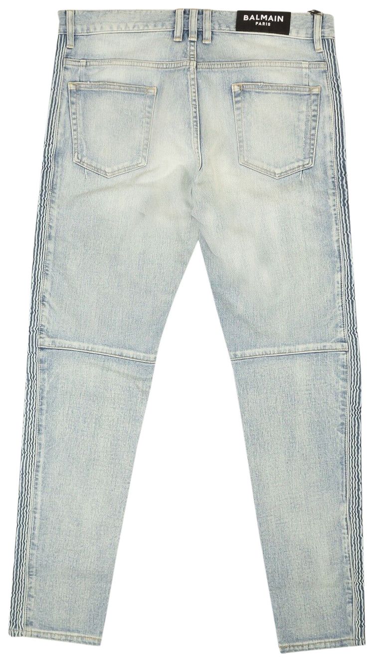 Balmain Ribbed Monogram Jeans Blue