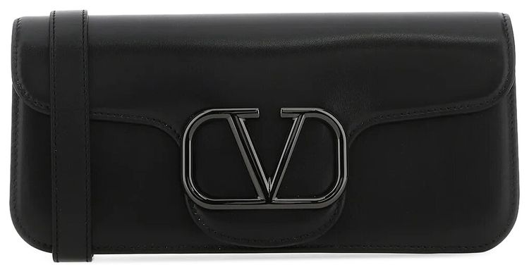 Valentino Plain Lether Crossbody Bag Black