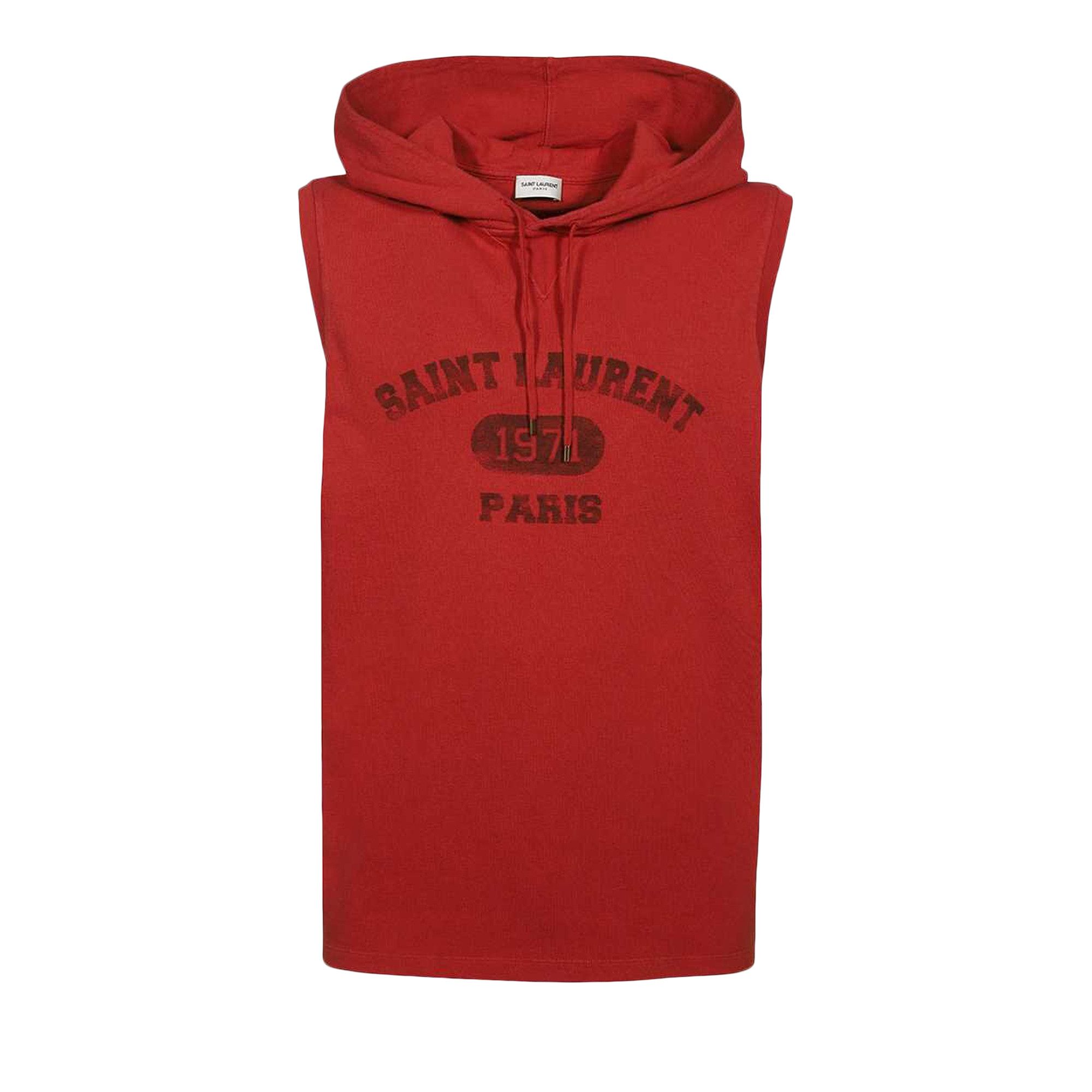 Buy Saint Laurent 1971 Sleeveless Hoodie Scarlet Noir 683784