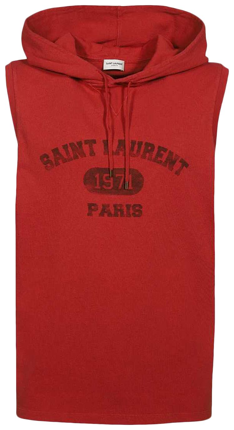 Saint Laurent 1971 Sleeveless Hoodie Scarlet Noir