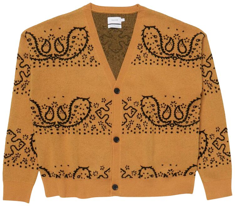 Rhude Bandana Knit Cardigan YellowBlack