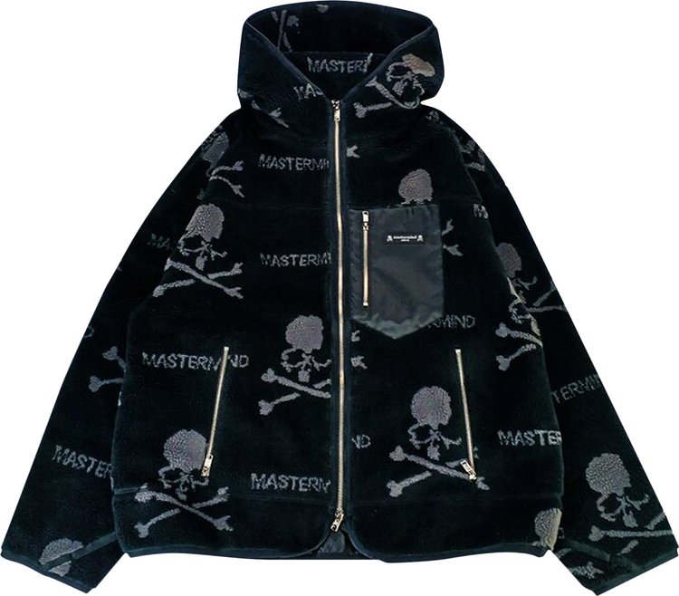 Mastermind All Over Skull Logo Sherpa Zip Jacket 'Black'