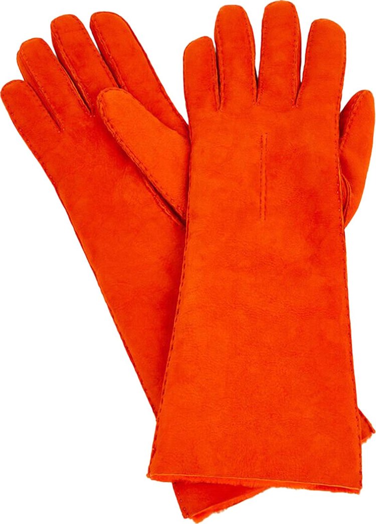 Kenzo Sheepskin Gloves 'Deep Orange'