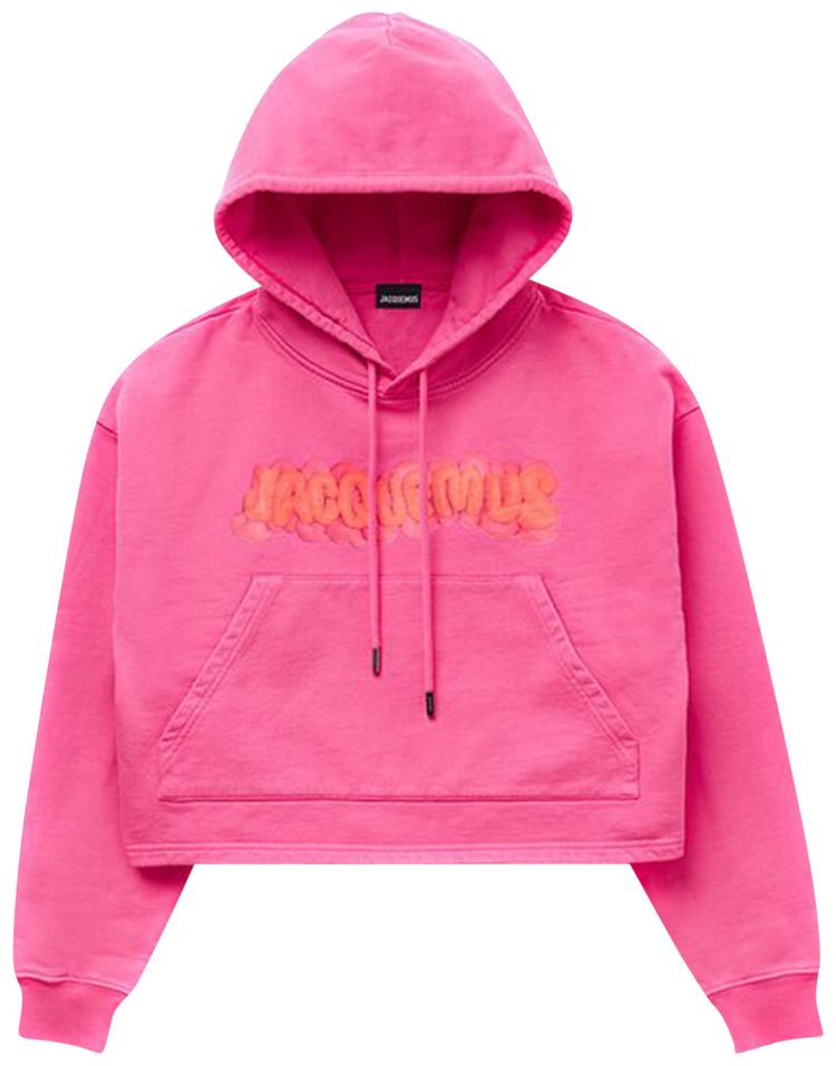 Jacquemus Le Sweatshirt Pate Clay Logo Cropped Hoodie Pink