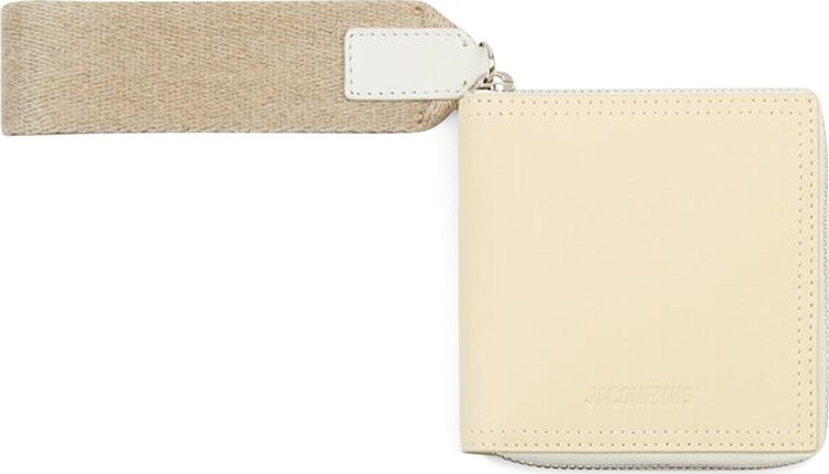 Jacquemus Le Carre Rond Lanyard Square Wallet 'Ivory'
