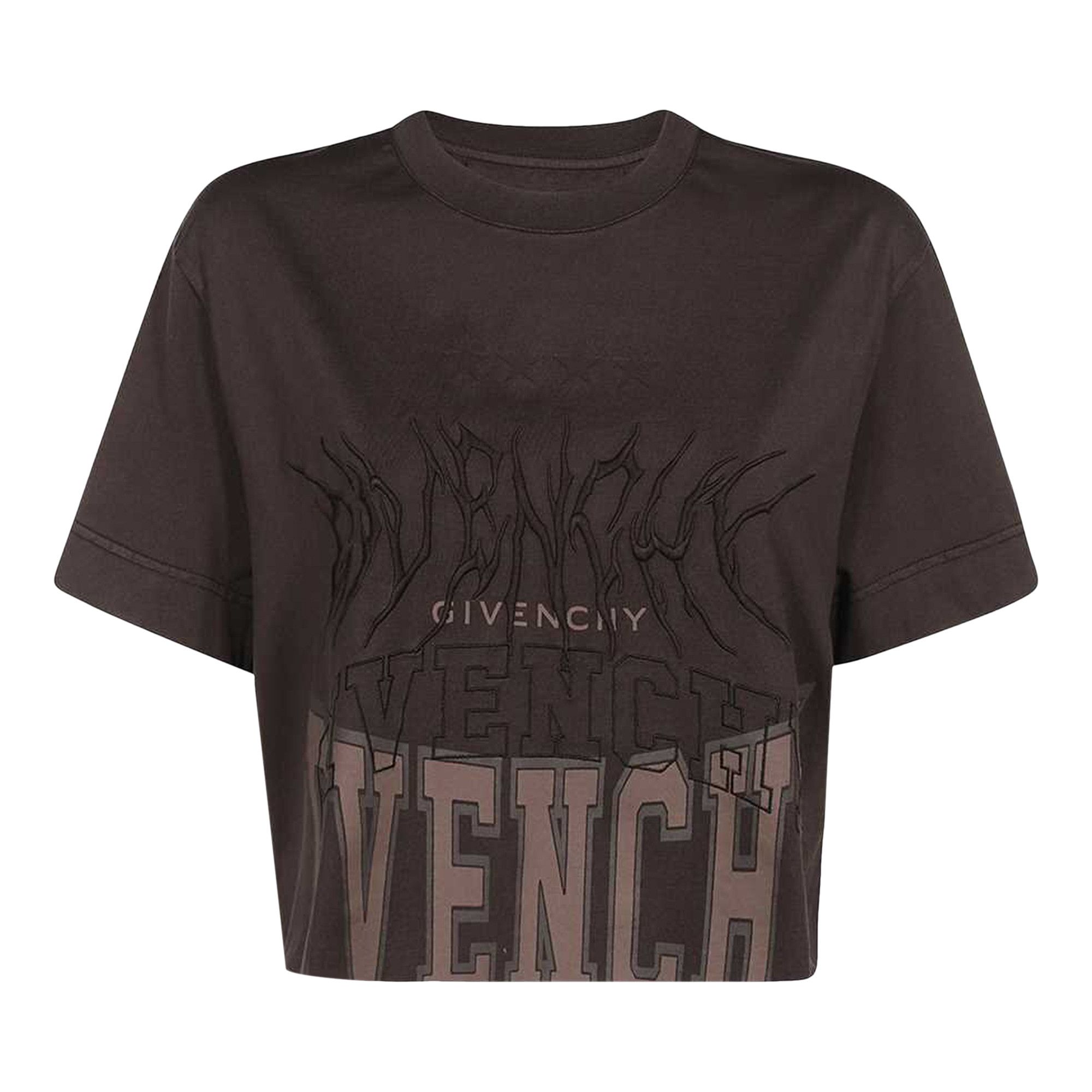 GIVENCHY / Fire Logo Cropped T-Shirt/XS/コットン/BRW/BW709X3ZB9 Buy Givenchy Fire Logo Cropped T-Shirt 'Dark Brown' - BW709X3ZB9