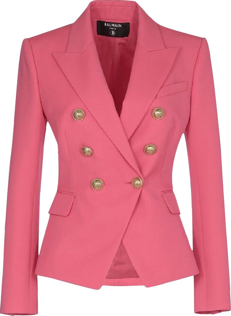 Balmain Grain De Poudre Double Breasted Jacket Pink