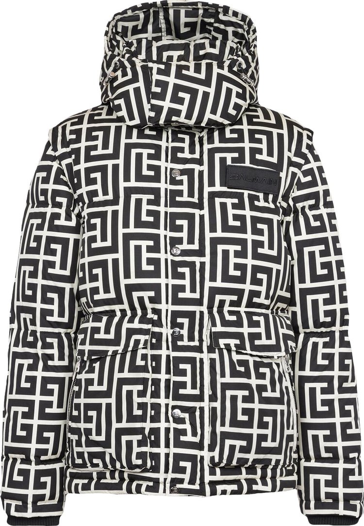 Balmain Quilted Maxi Monogram Jacket 'Black/White'