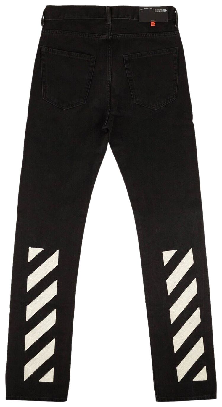 Off White Diag Relaxed Tape Jeans Black