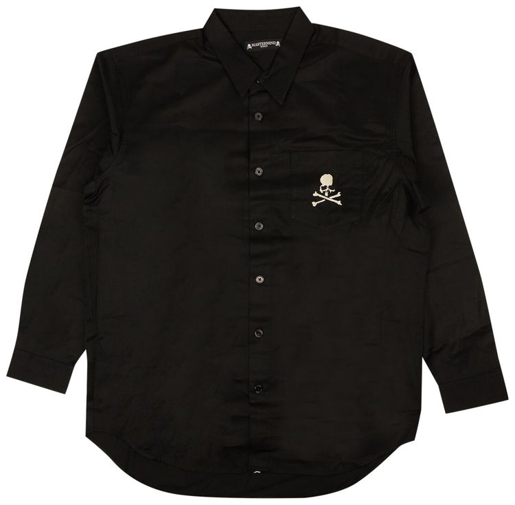 Mastermind Embroidered Motif Long Sleeve Shirt Black