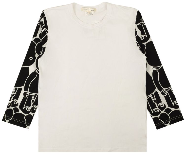 Comme des Garcons Graphic Long Sleeve T Shirt WhiteBlack