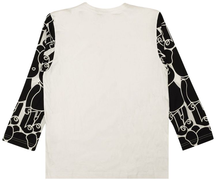 Comme des Garcons Graphic Long Sleeve T Shirt WhiteBlack