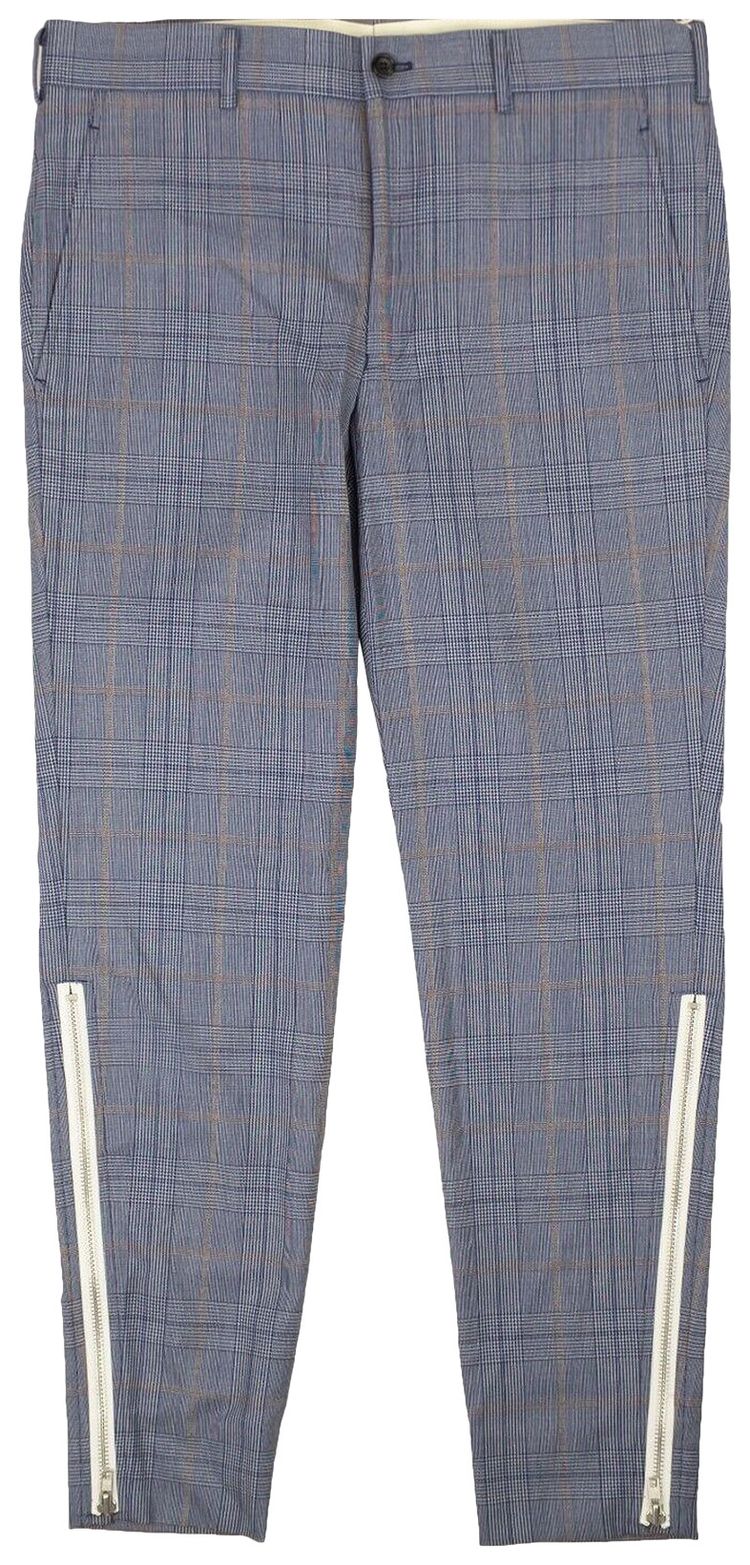 Comme des Garcons Plaid Zipper Dress Pants Blue