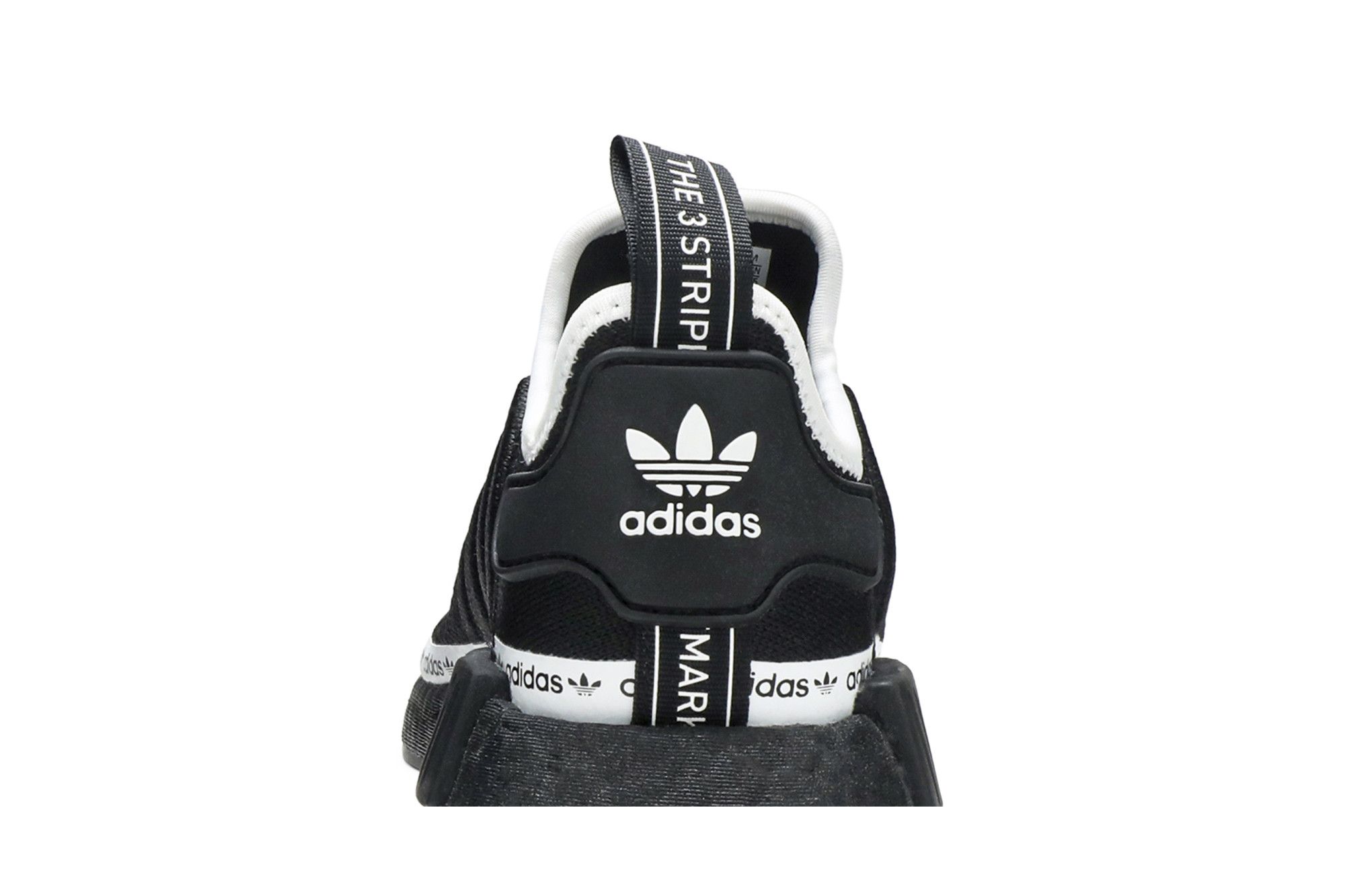 Size 5.0 Wmns NMD R1 Black Tape Logo