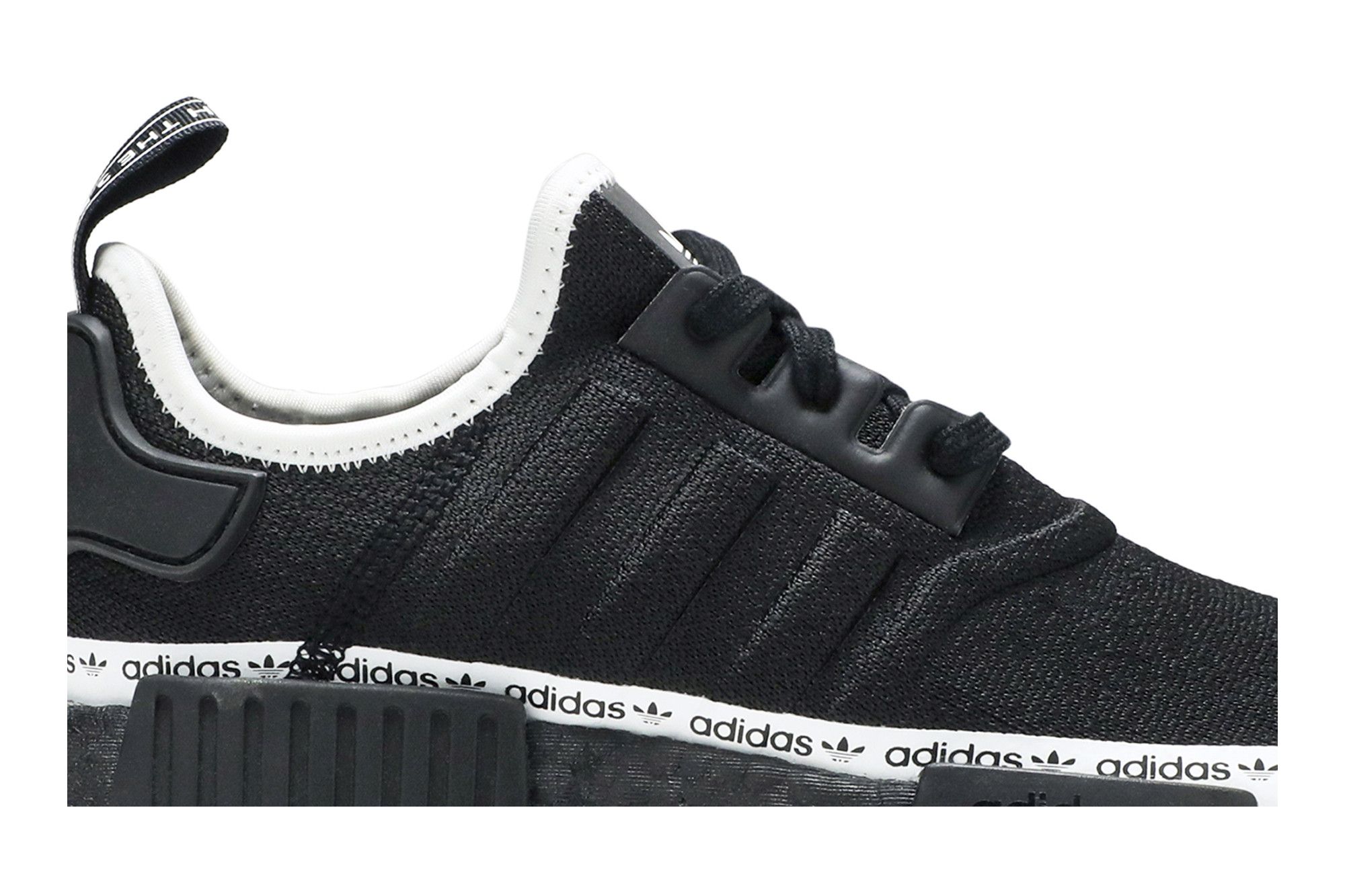 Size 5.0 Wmns NMD R1 Black Tape Logo