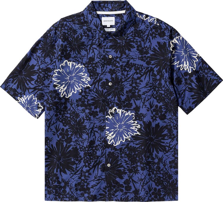 Norse Projects Carsten Flower Print Shirt 'Twilight Blue'
