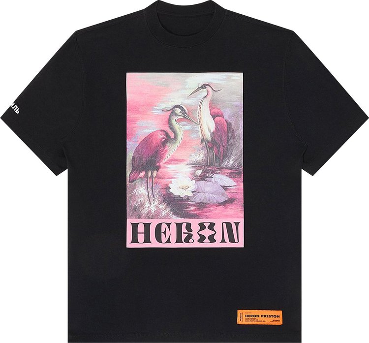 Heron Preston Oversized Heron Print T-Shirt 'Black/Pink'