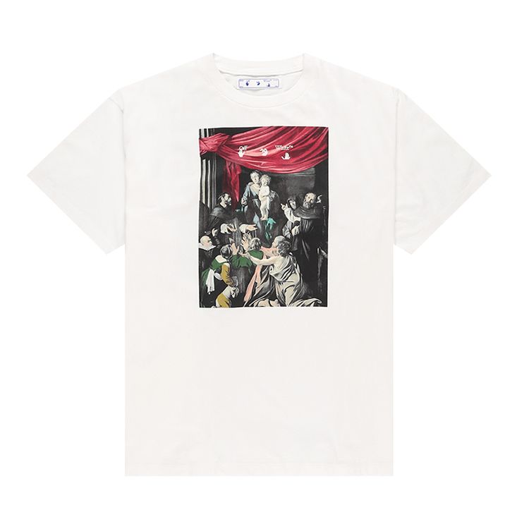 Off White Caravaggio Painting Short Sleeve Over Tee WhiteBlack