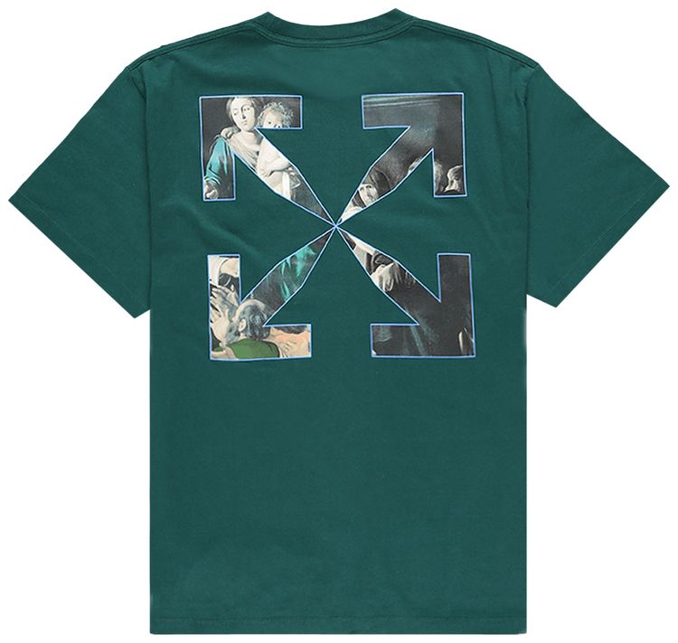 Off White Caravaggio Painting Short Sleeve Over Tee GreenWhite