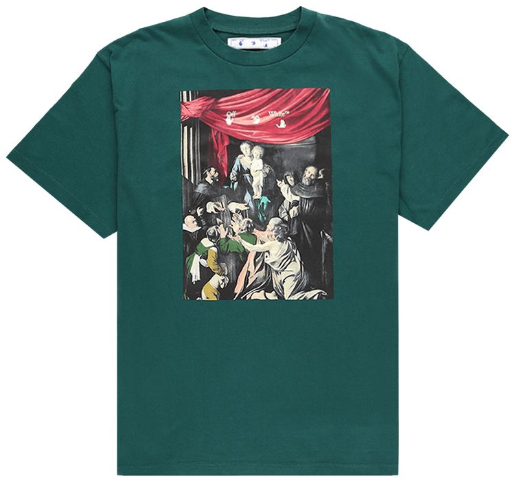Off White Caravaggio Painting Short Sleeve Over Tee GreenWhite