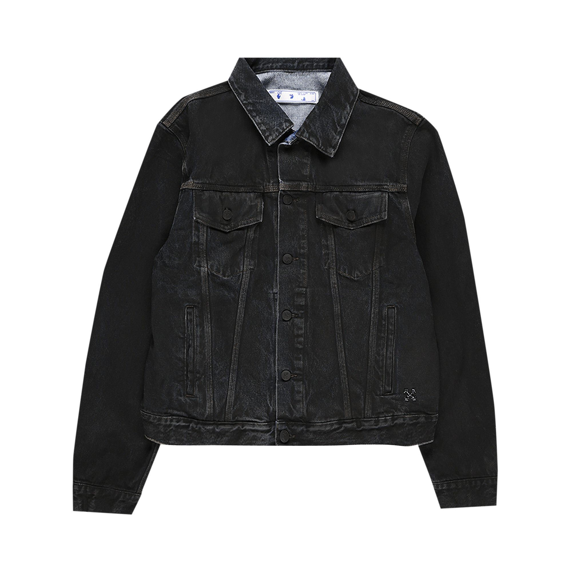 Off white slim denim jacket hot sale