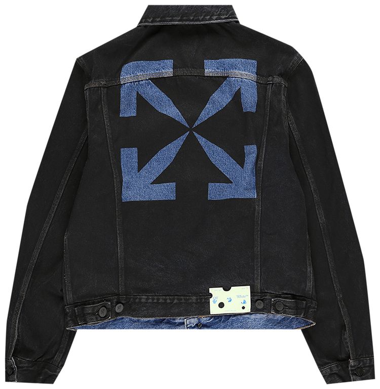 Off White Stencil Slim Denim Jacket BlackMedium Blue