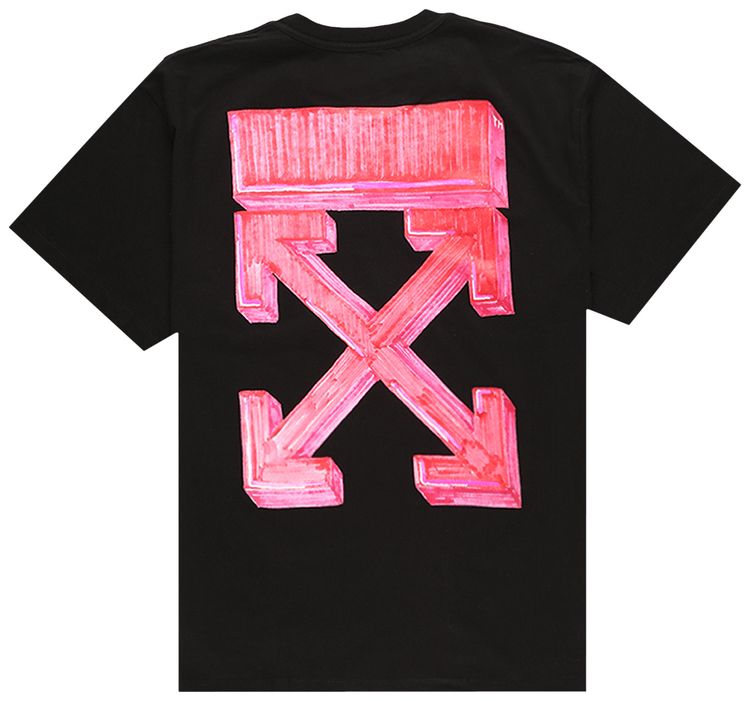 Off White Marker Short Sleeve Over Tee BlackRed