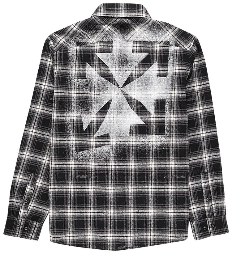 Off White Stencil Flannel Checked Shirt Black