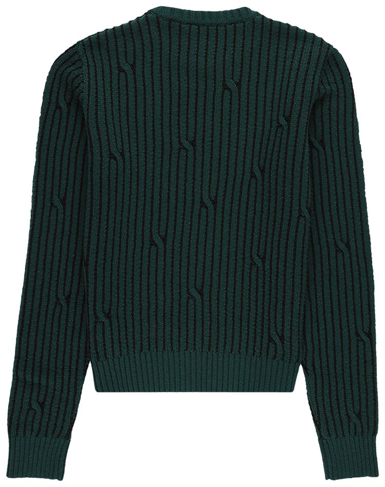 Off White Cabled Sweater Dark Green