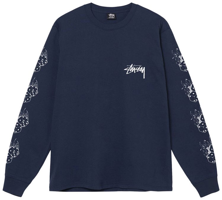 Stussy Fire Dice Long Sleeve Tee Navy