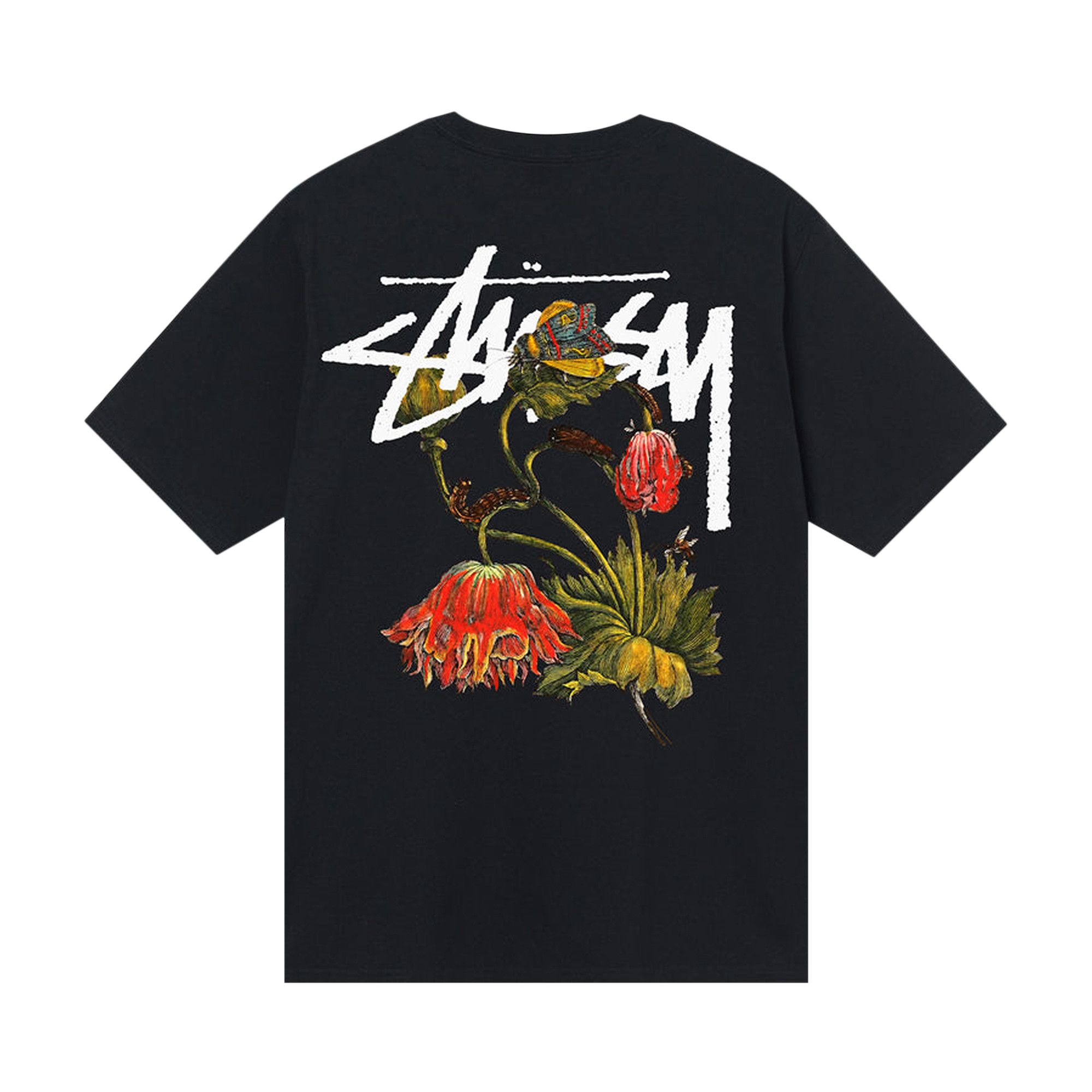Size l Stussy Withered Flower Tee 'Black'