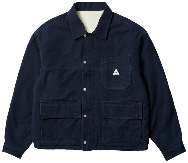 Palace Reversible Canvas Fleece Jacket NavyNatural