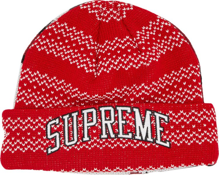 Supreme X New Era Logo Beanie In Red