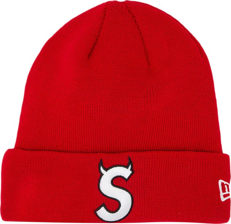 NWT Supreme NY Red Box Logo Black New Era Beanie Knit Hat Men's FW22  AUTHENTIC