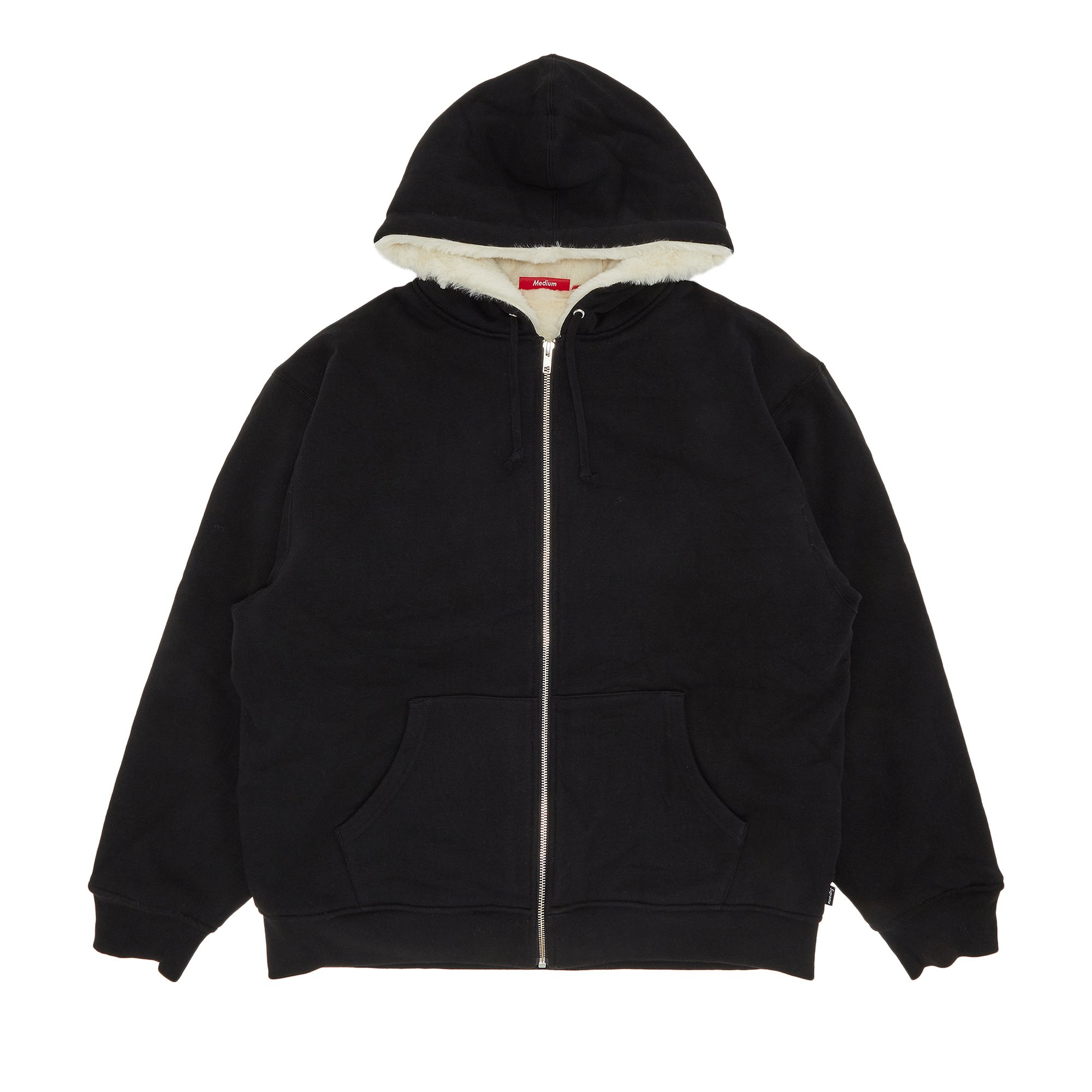 Supreme Faux Fur Lined Zip Up Hooded Sweatshirt 'Black' | GOAT