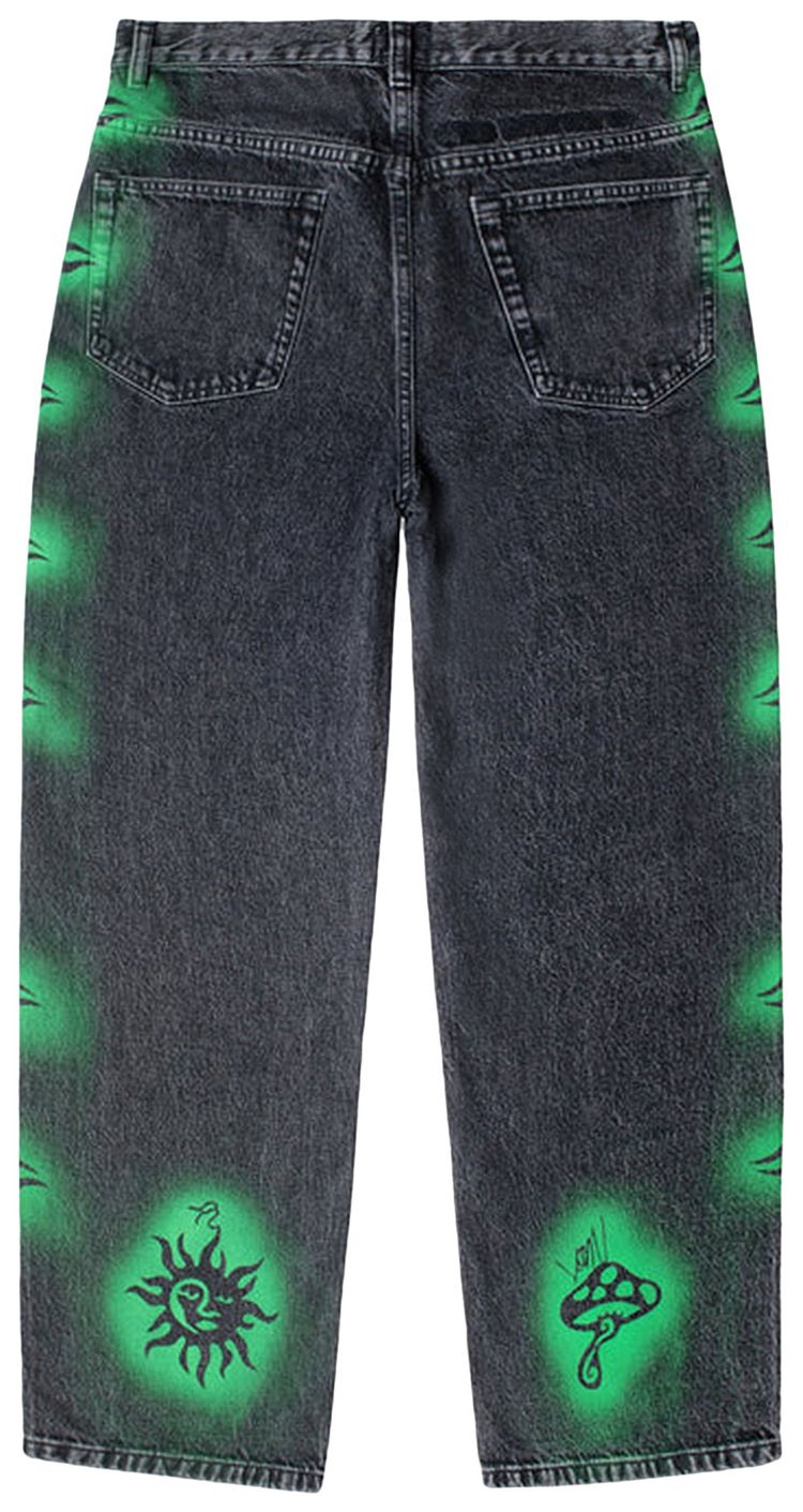 Stussy x Dries Van Noten Hand Stencilled Jeans Washed Black